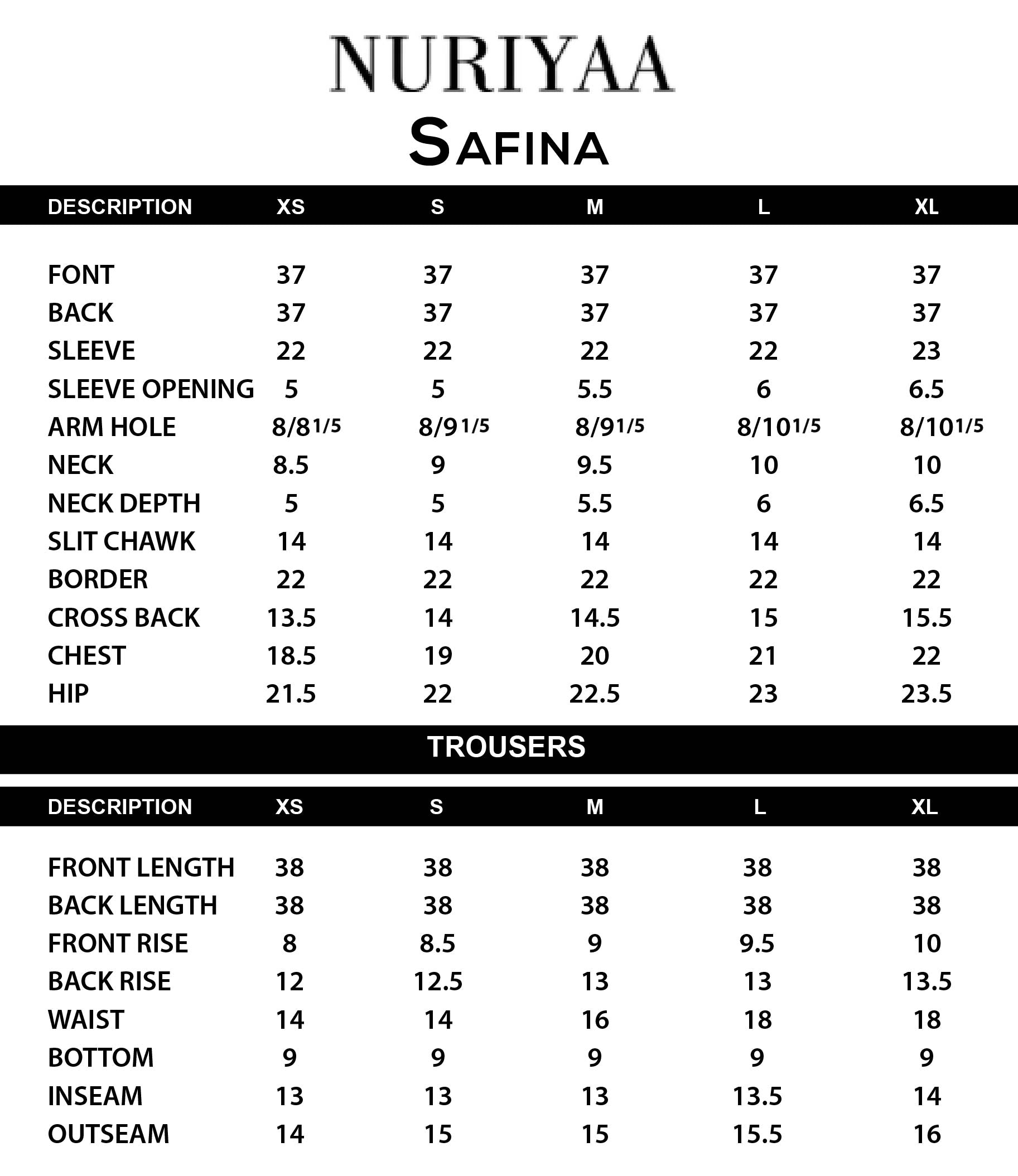 Safina Size Help