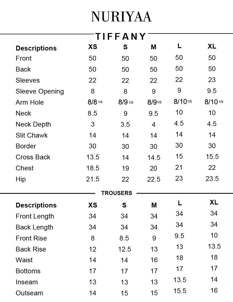 Tiffany Size Help